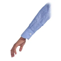 Poggianti 1958 Shirts-Poggianti 1985 - Light Blue Soft Collar Striped Shirt - Handmade in Italy - New Luxury Exclusive Collection - Avvenice