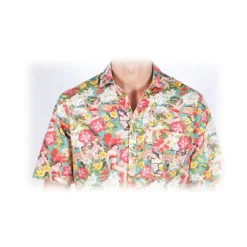 Poggianti 1958 Shirts-Poggianti 1985 - Short Sleeve Fancy Shirt French Collar - Handmade in Italy - New Luxury Exclusive Collection - Avvenice