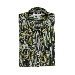 Poggianti 1958 Shirts-Poggianti 1985 - Small Collar Patterned Shirt - Handmade in Italy - New Luxury Exclusive Collection - Avvenice