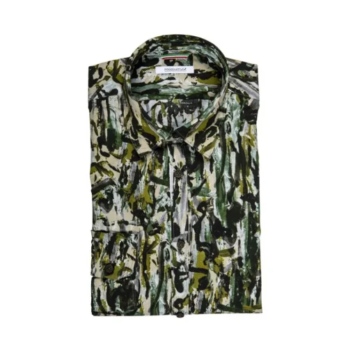 Poggianti 1958 Shirts-Poggianti 1985 - Small Collar Patterned Shirt - Handmade in Italy - New Luxury Exclusive Collection - Avvenice