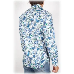 Poggianti 1958 Shirts-Poggianti 1985 - Small Italian Collar Patterned Shirt - Handmade in Italy - New Luxury Exclusive Collection - Avvenice