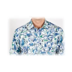 Poggianti 1958 Shirts-Poggianti 1985 - Small Italian Collar Patterned Shirt - Handmade in Italy - New Luxury Exclusive Collection - Avvenice