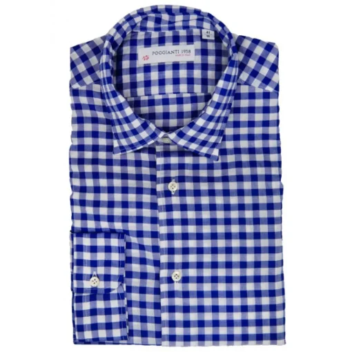 Poggianti 1958 Shirts-Poggianti 1985 - Soft Collar Check Shirt - Handmade in Italy - New Luxury Exclusive Collection - Avvenice