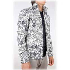 Poggianti 1958 Shirts-Poggianti 1985 - Soft Collar Patterned Shirt - Handmade in Italy - New Luxury Exclusive Collection - Avvenice