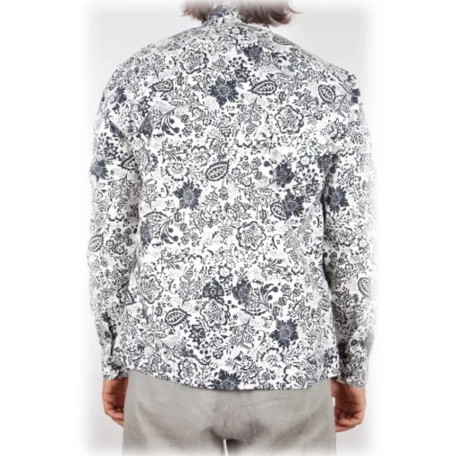 Poggianti 1958 Shirts-Poggianti 1985 - Soft Collar Patterned Shirt - Handmade in Italy - New Luxury Exclusive Collection - Avvenice
