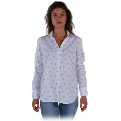 Poggianti 1958 Shirts-Poggianti 1985 - White Floral Shirt with Soft Collar - Handmade in Italy - New Luxury Exclusive Collection - Avvenice