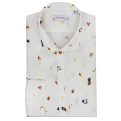 Poggianti 1958 Shirts-Poggianti 1985 - White Soft Collar Fantasy Shirt - Handmade in Italy - New Luxury Exclusive Collection - Avvenice