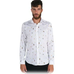 Poggianti 1958 Shirts-Poggianti 1985 - White Soft Collar Fantasy Shirt - Handmade in Italy - New Luxury Exclusive Collection - Avvenice