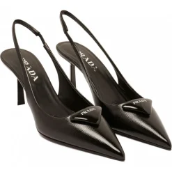 Prada Shoes-- Black Saffiano Leather Pumps - Exclusive Luxury Collection - Avvenice