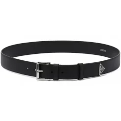 Prada Belts-- Black Triangle Logo Belt - Exclusive Luxury Collection - Avvenice