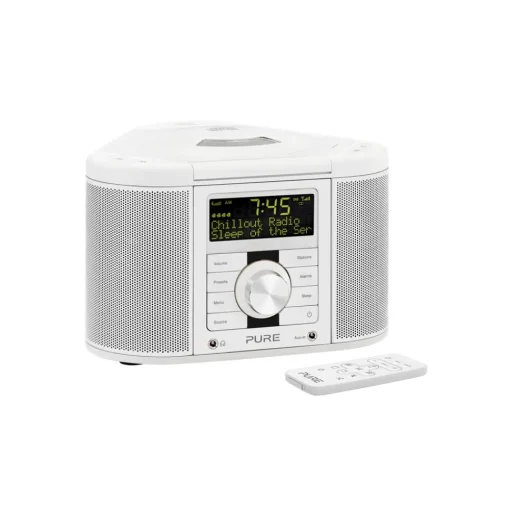 Pure Audio-- Chronos CD Series 2 - White - Digital and FM clock radio with CD - High Quality Digital Radio - Avvenice