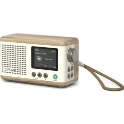 Pure Audio-- Classic Mini - The Charming Portable Digital Radio - Cotton White/Oak - High Quality Digital Radio - Avvenice