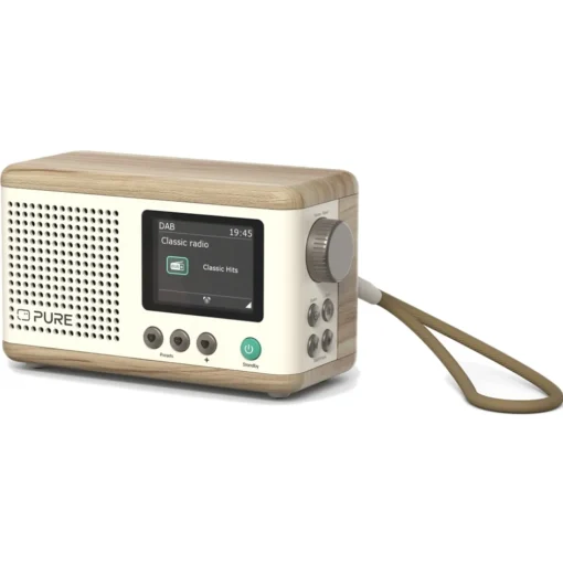 Pure Audio-- Classic Mini - The Charming Portable Digital Radio - Cotton White/Oak - High Quality Digital Radio - Avvenice