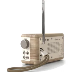 Pure Audio-- Classic Mini - The Charming Portable Digital Radio - Cotton White/Oak - High Quality Digital Radio - Avvenice