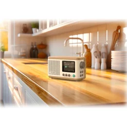 Pure Audio-- Classic Mini - The Charming Portable Digital Radio - Cotton White/Oak - High Quality Digital Radio - Avvenice