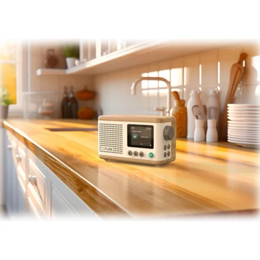 Pure Audio-- Classic Mini - The Charming Portable Digital Radio - Cotton White/Oak - High Quality Digital Radio - Avvenice