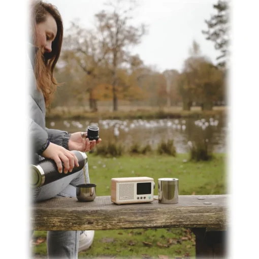 Pure Audio-- Classic Mini - The Charming Portable Digital Radio - Cotton White/Oak - High Quality Digital Radio - Avvenice