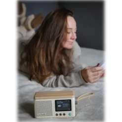 Pure Audio-- Classic Mini - The Charming Portable Digital Radio - Cotton White/Oak - High Quality Digital Radio - Avvenice