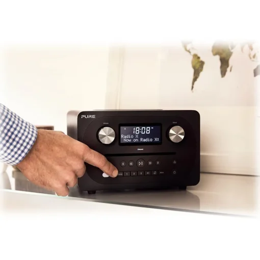 Pure Audio-- Evoke C-D4 - Siena Black - Compact All-in-One Music System with Bluetooth - High Quality Digital Radio - Avvenice