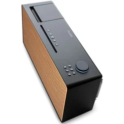 Pure Audio-- Evoke Home - Wood Edition - Coffee Black with Cherry Wood Grill - All-in-One Music System - High Quality Digital Radio - Avvenice