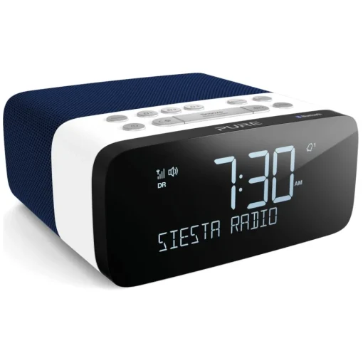 Pure Audio-- Siesta Rise S - Navy - Bedside DAB+/FM Alarm Clock Radio with Bluetooth - High Quality Digital Radio - Avvenice