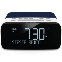 Pure Audio-- Siesta Rise S - Navy - Bedside DAB+/FM Alarm Clock Radio with Bluetooth - High Quality Digital Radio - Avvenice