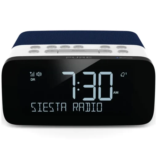 Pure Audio-- Siesta Rise S - Navy - Bedside DAB+/FM Alarm Clock Radio with Bluetooth - High Quality Digital Radio - Avvenice