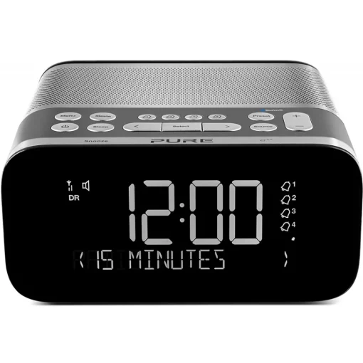 Pure Audio-- Siesta S6 - Graphite - Premium DAB+/FM Alarm Clock Radio with Bluetooth and CrystalVue+ - High Quality Digital Radio - Avvenice