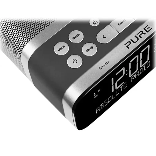 Pure Audio-- Siesta S6 - Graphite - Premium DAB+/FM Alarm Clock Radio with Bluetooth and CrystalVue+ - High Quality Digital Radio - Avvenice