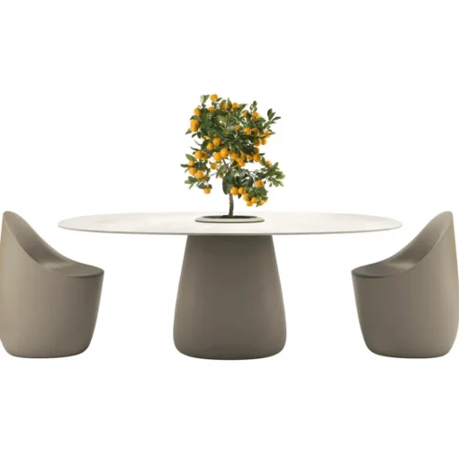 Qeeboo Furnishings-- Cobble Table 190 cm Stoneware Bucket - Ivory - Table by Elisa Giovannoni - Furnishing - Home - Avvenice
