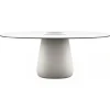 Qeeboo Furnishings-- Cobble Table 190 HPL Bucket - White Warm Black Stratified - Table by Elisa Giovannoni - Furnishing - Home - Avvenice
