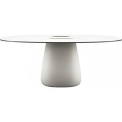 Qeeboo Furnishings-- Cobble Table 190 HPL Bucket - White Warm Black Stratified - Table by Elisa Giovannoni - Furnishing - Home - Avvenice