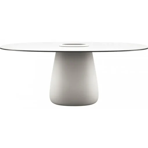 Qeeboo Furnishings-- Cobble Table 190 HPL Bucket - White Warm Black Stratified - Table by Elisa Giovannoni - Furnishing - Home - Avvenice