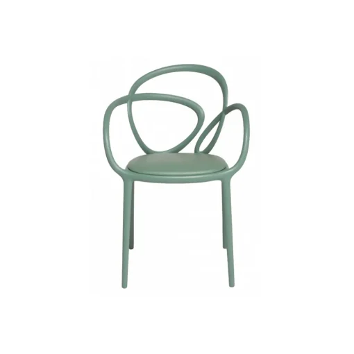 Qeeboo Furnishings-- Loop Chair with Cushion Set of 2 Pieces - Sage Green - Chair by Front - Furnishing - Home - Avvenice