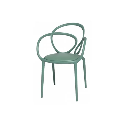 Qeeboo Furnishings-- Loop Chair with Cushion Set of 2 Pieces - Sage Green - Chair by Front - Furnishing - Home - Avvenice