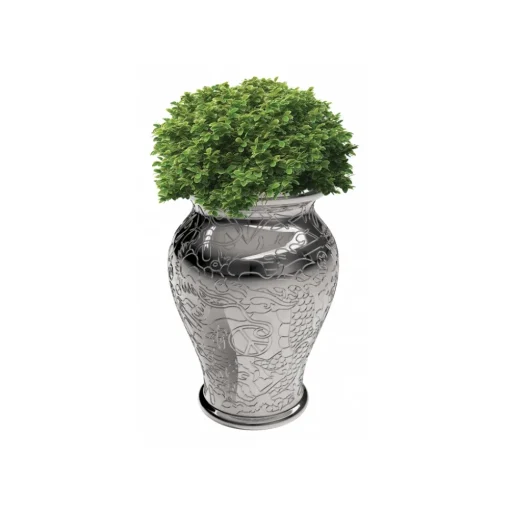 Qeeboo Home Accessories|Accessories-- Ming Planter and Champagne Cooler Metal Finish - Silver - Planter by Studio Job - Furnishing - Home - Avvenice