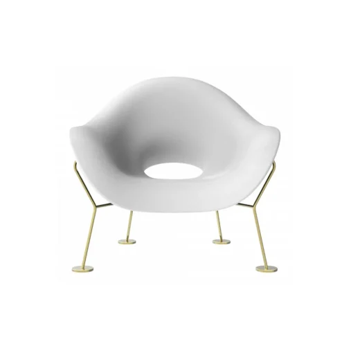 Qeeboo Furnishings-- Pupa Armchair Brass Base Indoor - White - Chair by Andrea Branzi - Furnishing - Home - Avvenice