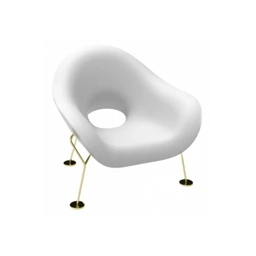 Qeeboo Furnishings-- Pupa Armchair Brass Base Indoor - White - Chair by Andrea Branzi - Furnishing - Home - Avvenice