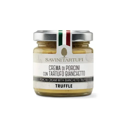 Savini Tartufi Preserved Foods|Truffles-- Porcini Cream with Bianchetto Truffle - Tricolor Line - Truffle Excellence - 90 g - Avvenice