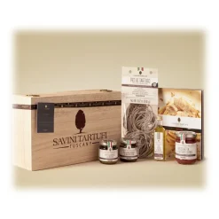 Savini Tartufi Pasta & Cereals|Preserved Foods-- Tartufina - Tantalizing Assortment in Wooden Box - Exclusive Gift Boxes - Truffle Excellence - Avvenice