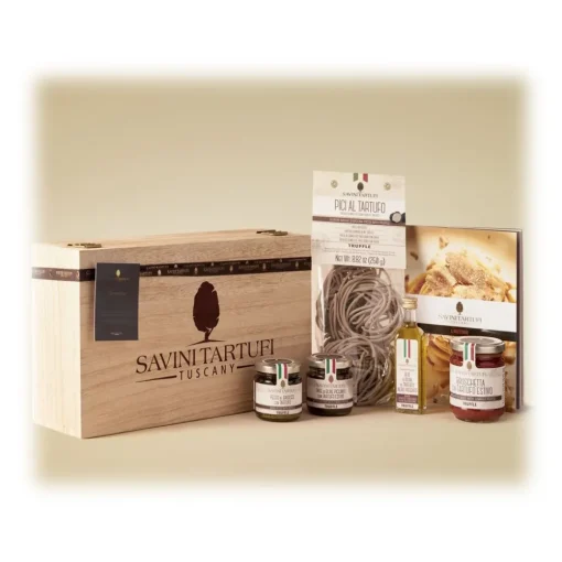 Savini Tartufi Pasta & Cereals|Preserved Foods-- Tartufina - Tantalizing Assortment in Wooden Box - Exclusive Gift Boxes - Truffle Excellence - Avvenice