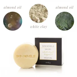 Skin Novels Natural Cosmetics-- Dark Grey - Natural Soap with Bergamot and White Clay - 100 % Natural Handmade Soap - Avvenice