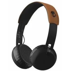 Skullcandy Audio-- Grind - Black / Tan - Bluetooth Wireless On-Ear Headphones with Microphone, Supreme Sound and Powerful Bass - Avvenice