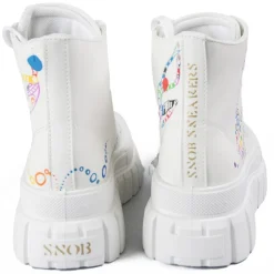 Snob Sneakers Shoes-- Classy Yet Trendy By Veronica Moon - Sneakers - White Leather- Handmade in Italy - Luxury Exclusive Collection - Avvenice
