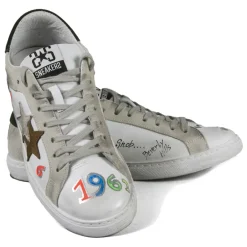 Snob Sneakers Shoes-- You Are A Shining Star By XK - White Leather - Handmade in Italy - Luxury Exclusive Collection - Avvenice