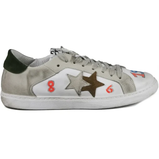 Snob Sneakers Shoes-- You Are A Shining Star By XK - White Leather - Handmade in Italy - Luxury Exclusive Collection - Avvenice