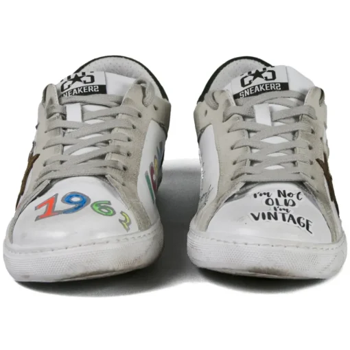 Snob Sneakers Shoes-- You Are A Shining Star By XK - White Leather - Handmade in Italy - Luxury Exclusive Collection - Avvenice