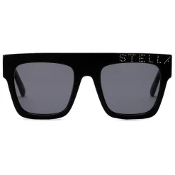 Stella McCartney Sunglasses & Eyewear-- Glossy Black Cat-Eye Sunglasses with Logo - Black Gold - Sunglasses - Eyewear - Avvenice