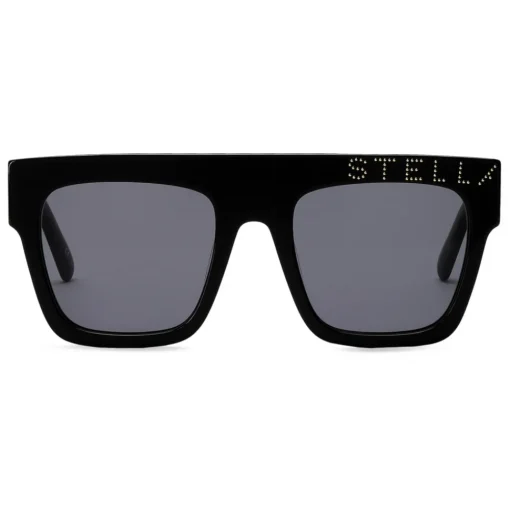 Stella McCartney Sunglasses & Eyewear-- Glossy Black Cat-Eye Sunglasses with Logo - Black Gold - Sunglasses - Eyewear - Avvenice