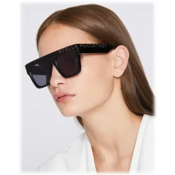 Stella McCartney Sunglasses & Eyewear-- Glossy Black Cat-Eye Sunglasses with Logo - Black Gold - Sunglasses - Eyewear - Avvenice